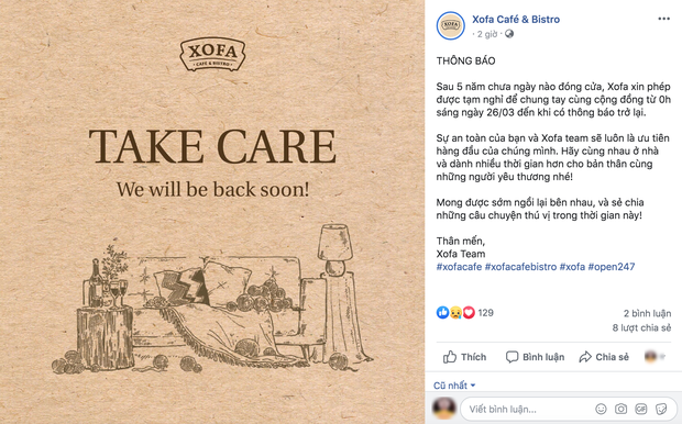Hưởng ứng lời kêu gọi, hàng loạt quán cafe ở Hà Nội thông báo tạm dừng hoạt động, một số chuyển sang bán online - Ảnh 1. Hưởng ứng lời kêu gọi, hàng loạt quán cafe ở Hà Nội thông báo tạm dừng hoạt động, một số chuyển sang bán online - Ảnh 1.