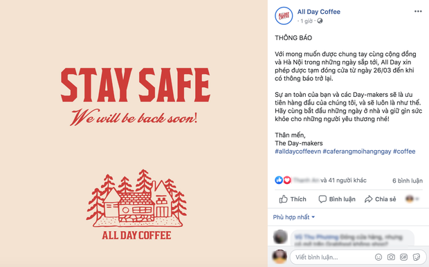 Hưởng ứng lời kêu gọi, hàng loạt quán cafe ở Hà Nội thông báo tạm dừng hoạt động, một số chuyển sang bán online - Ảnh 3. Hưởng ứng lời kêu gọi, hàng loạt quán cafe ở Hà Nội thông báo tạm dừng hoạt động, một số chuyển sang bán online - Ảnh 3.