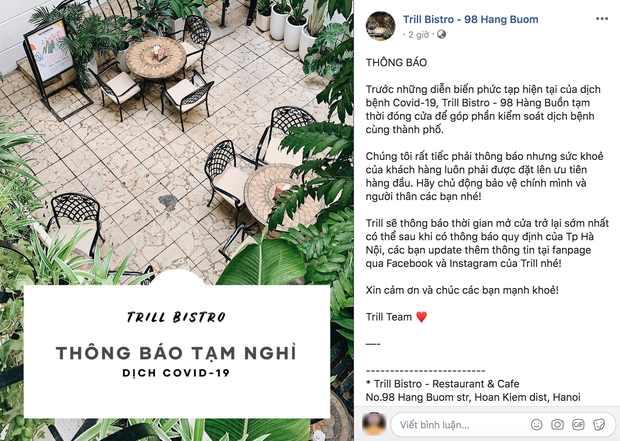 Hưởng ứng lời kêu gọi, hàng loạt quán cafe ở Hà Nội thông báo tạm dừng hoạt động, một số chuyển sang bán online - Ảnh 5. Hưởng ứng lời kêu gọi, hàng loạt quán cafe ở Hà Nội thông báo tạm dừng hoạt động, một số chuyển sang bán online - Ảnh 5.