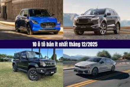 10 ô tô bán ít nhất tháng 12/2025: Suzuki và Kia ‘chiếm sóng’