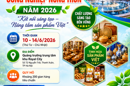 Hơn 300 gian hàng tham gia Hội chợ Triển lãm sản phẩm công nghiệp nông thôn năm 2026