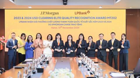 LPBank đoạt giải thưởng danh giá về thanh toán quốc tế từ JPMorgan Chase