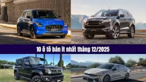 10 ô tô bán ít nhất tháng 12/2025: Suzuki và Kia ‘chiếm sóng’