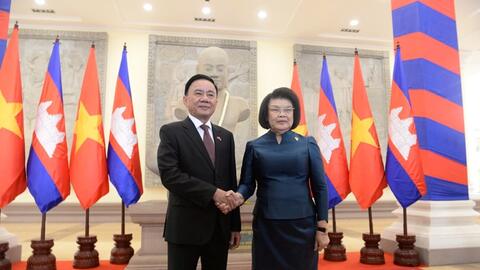 Thường trực Ban Bí thư Trần Cẩm Tú hội kiến Chủ tịch Quốc hội Campuchia Khuon Sudary