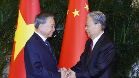 Tổng Bí thư, Chủ tịch nước Tô Lâm hội kiến Ủy viên trưởng Nhân đại toàn quốc Trung Quốc