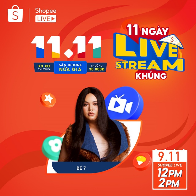 Shopee 11 ngày Livestream khủng: Bé 7 "phá đảo" Shopee Live với màn tung deal giảm 50% loạt sản phẩm thời trang, iPhone 15 nửa giá - Ảnh 1.