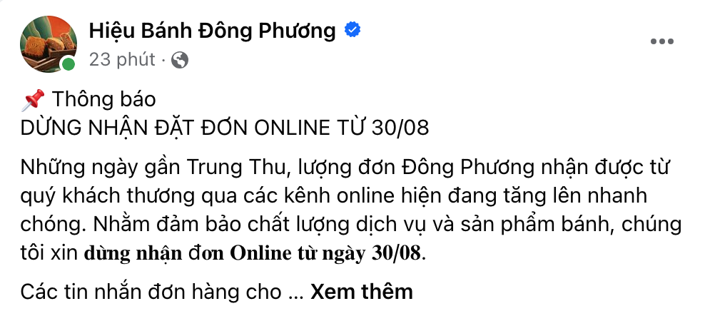 Khách xếp hàng dài mua bánh Trung thu Đông Phương, đơn hàng online