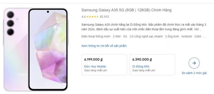 Điện thoại Samsung có màn hình