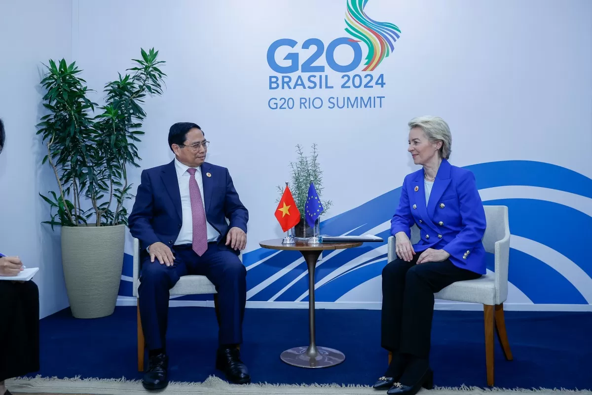 Thủ tướng Phạm Minh Chính gặp Chủ tịch Ủy ban châu Âu Ursula von der Leyen - ẢNh: VGP/Nhật Bắc Thủ tướng Phạm Minh Chính gặp Chủ tịch Ủy ban châu Âu Ursula von der Leyen - ẢNh: VGP/Nhật Bắc