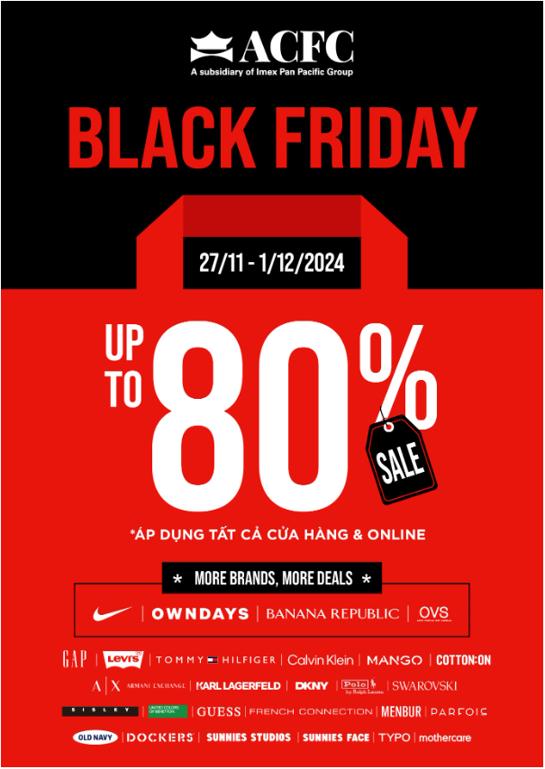 ACFC Black Friday 2024 tiếp tục tung deal siêu khủng với sự góp mặt của các thương hiệu NIKE, Owndays, Banana Republic và OVS  - Ảnh 1.