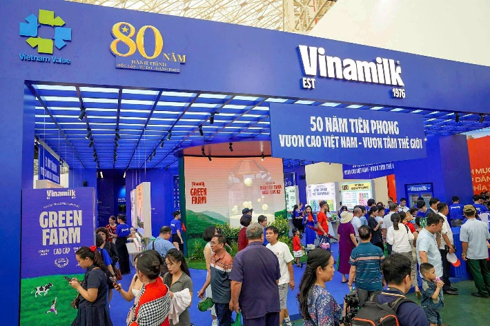Vinamilk hiện diện và khẳng định vị thế thương hiệu sữa hàng đầu Việt Nam, vươn tầm Quốc tế tại các triển lãm, hội chợ lớn. Ảnh: Vi Nam