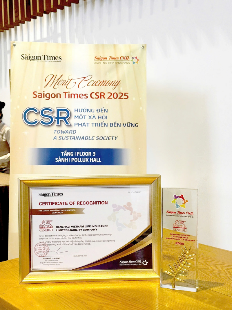 Giải thưởng ghi nhận những nỗ lực của Generali Việt Nam trong hành trình hiện thực hóa cam kết phát triển bền vững.
