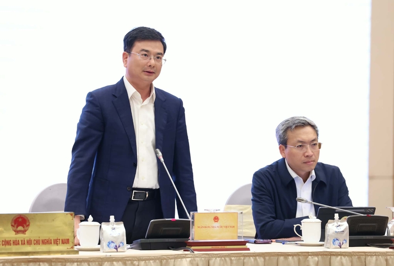 Phó Thống đốc Ngân hàng Nhà nước Phạm Thanh Hà thông tin về giải pháp cung ứng đủ vốn cho nền kinh tế vừa đảm bảo ổn định lãi suất. Ảnh: VGP/Nhật Bắc