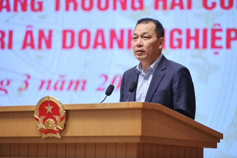 Ông Đặng Hoàng An - Chủ tịch HĐTV Tập đoàn Điện lực Việt Nam (EVN) phát biểu tại hội nghị - Ảnh VGP/Nhật Bắc