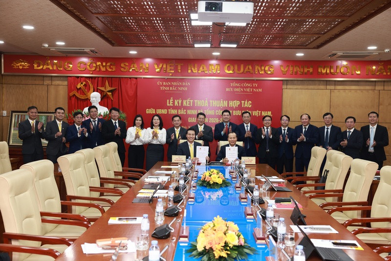 UBND tỉnh Bắc Ninh và Bưu điện Việt Nam ký kết thỏa thuận hợp tác giai đoạn 2026-2030. Ảnh: Quân Đỗ