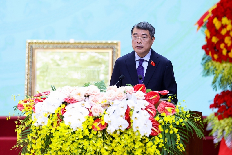 Thủ tướng Chính phủ Lê Minh Hưng dự và phát biểu tại lễ đón nhận danh hiệu Anh hùng Lực lượng vũ trang nhân dân của Công an TP. Hải Phòng - Ảnh: VGP/Nhật Bắc