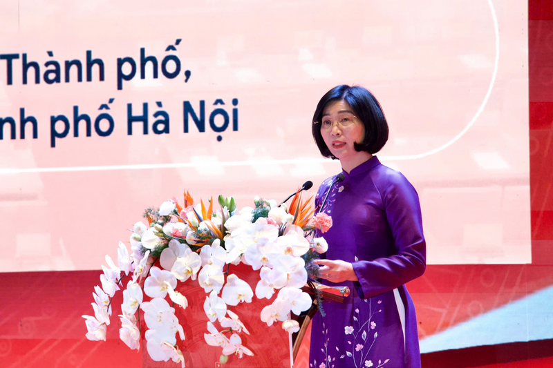 Phó Bí thư Thành ủy, Chủ tịch HĐND thành phố Hà Nội Phùng Thị Hồng Hà phát biểu. Ảnh: Quochoi.vn