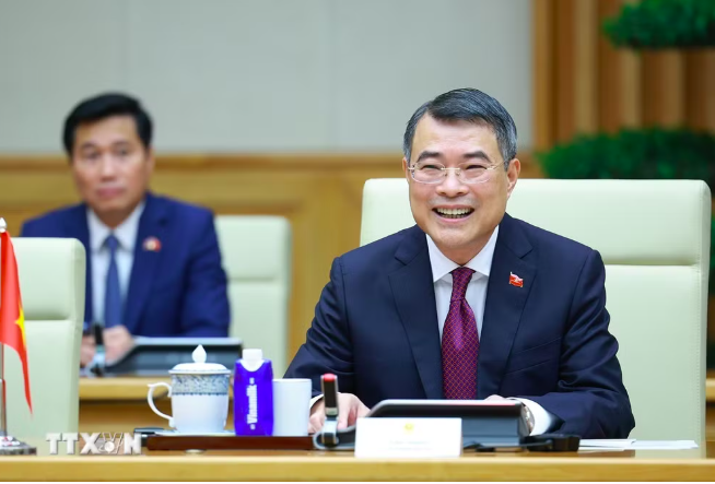 Thủ tướng Lê Minh Hưng phát biểu tại cuộc hội đàm với Thủ tướng nước Cộng hòa Dân chủ Nhân dân Lào Sonexay Siphandone. (Ảnh: Dương Giang/TTXVN)