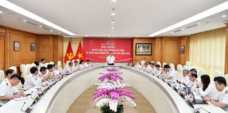 Hội nghị sơ kết công tác 6 tháng đầu năm và triển khai nhiệm vụ 6 tháng cuối năm 2026 của Kiểm toán nhà nước. Ảnh: SAV